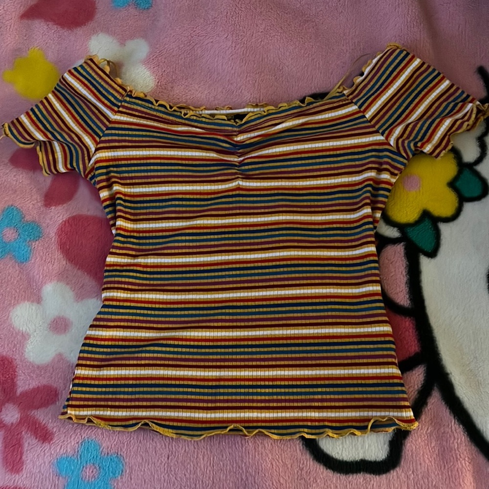 ambiance striped top with cute ruffes!!